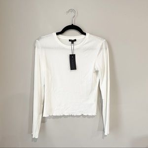 Dynamite Ribbed Lettuce Hem White Sweater NWT